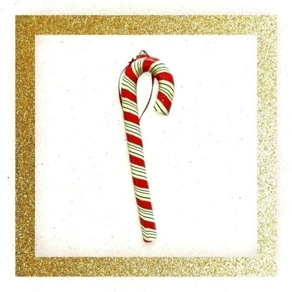 Vintage Christmas Peppermint Candy Cane Ornament Resin HandPainted Holiday Decor